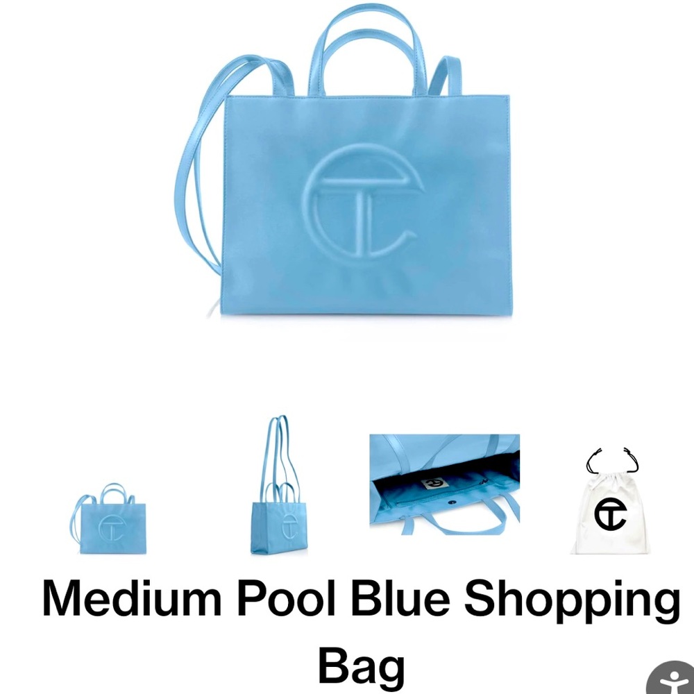 NWT Pool Blue Medium Telfar shopping bag.